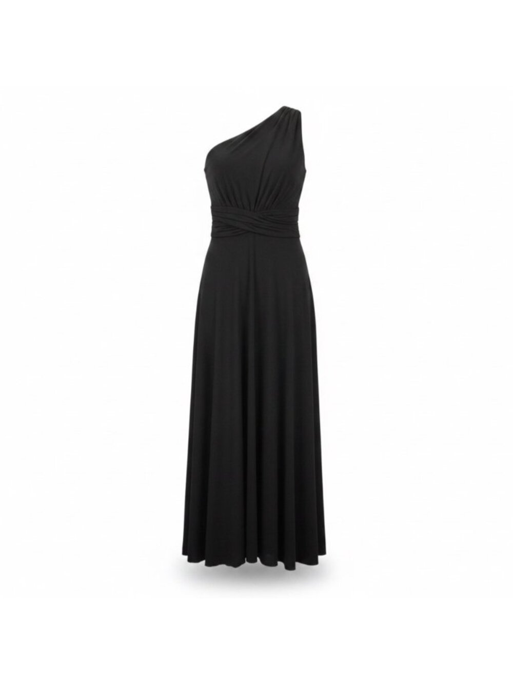 Lulus Womens Black One-Shoulder Floor-Length Dress Elegant Formal Size S